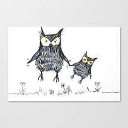 baby owl learning to fly Canvas Print