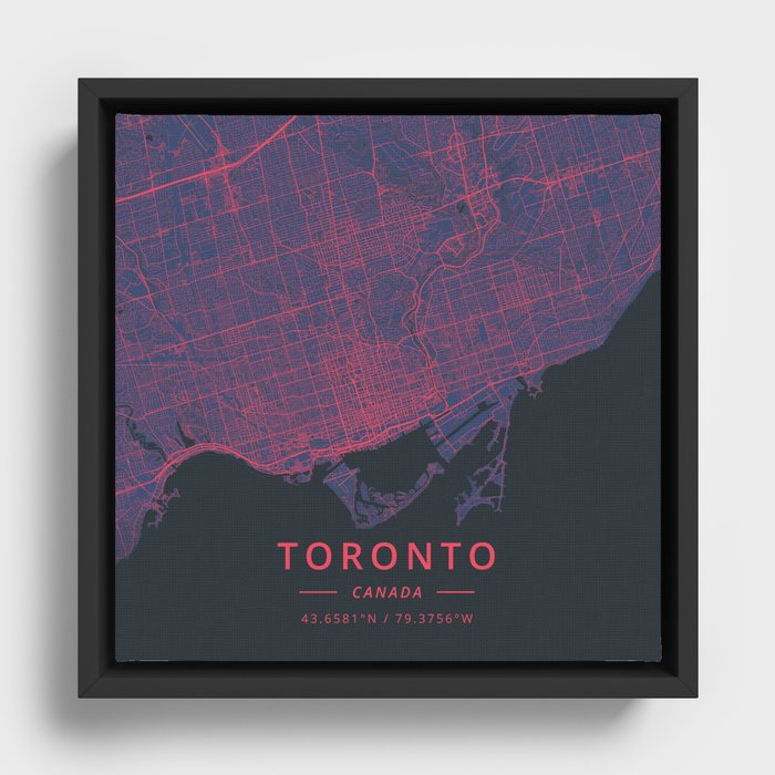 Toronto, Canada - Neon Framed Canvas