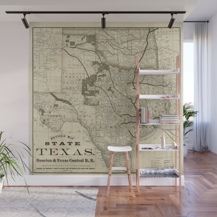 Old Map of Texas 1876 Vintage Wall map Restoration Hardware Style Map Wall Mural