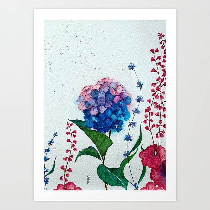 Purples and pinks: Hydrangea  Art Print