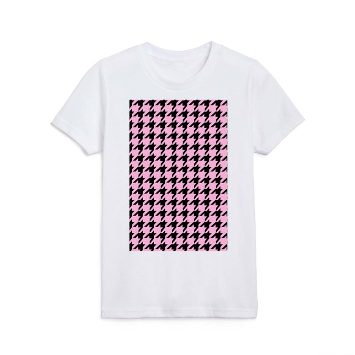 Houndstooth (Black & Pink Pattern) Kids T Shirt