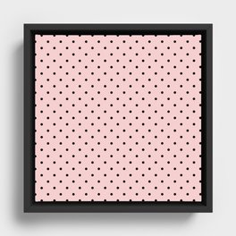 Small Black Polka Dots On Pastel Pink Background Framed Canvas