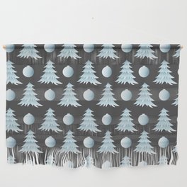 Christmas Pattern Tree Bauble Grey Blue Wall Hanging