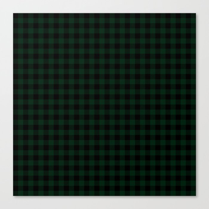 Christmas Douglas Fir Tree Green and Black Buffalo Check Medium Pattern  Canvas Print