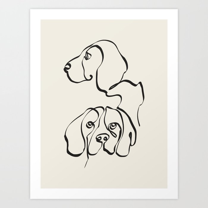 Abstract line Beagle Art Print