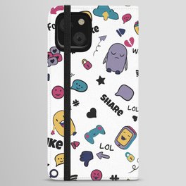 Social media cute graphic pattern iPhone Wallet Case