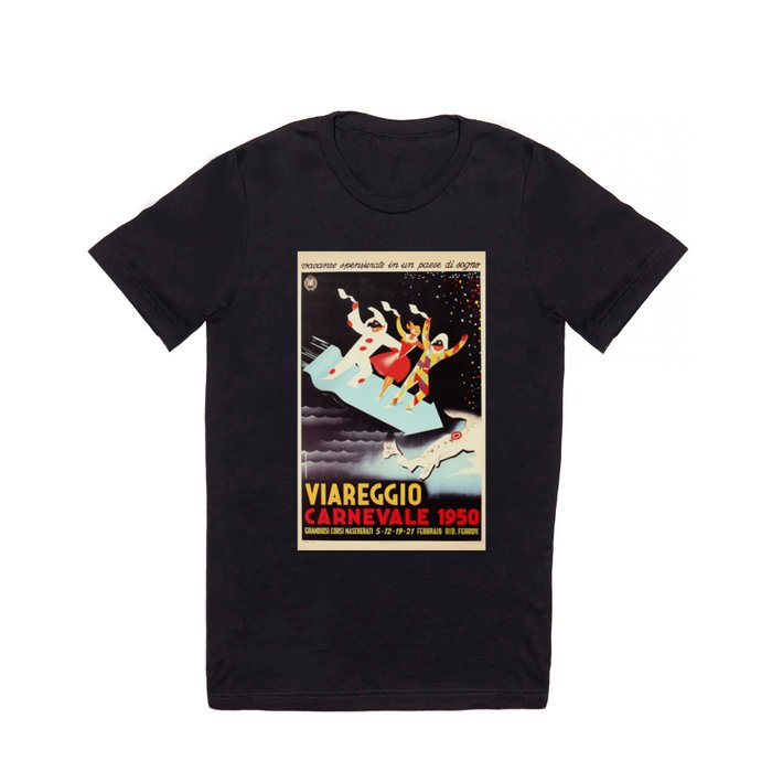 Vintage Viareggio carnival Italian travel ad  T Shirt
