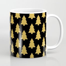 Christmas Tree Pattern in Black and Gold Coffee Mug