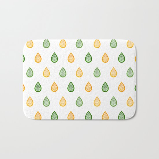Yellow and green raindrops Bath Mat