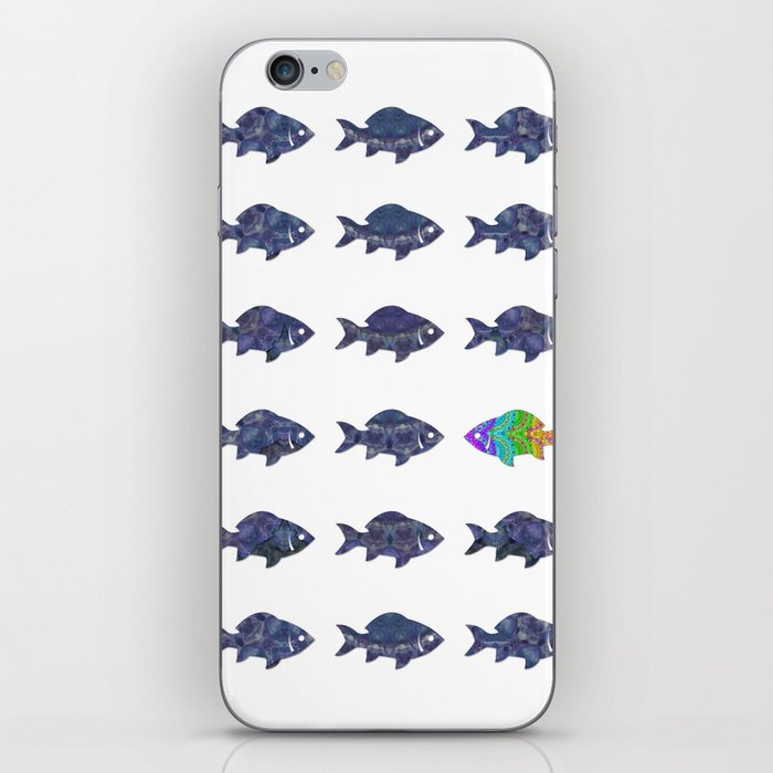 Colorful Inspirational Fish Art - Be Yourself iPhone Skin