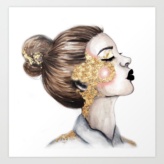 Gold Cheeks // Fashion Illustration Art Print