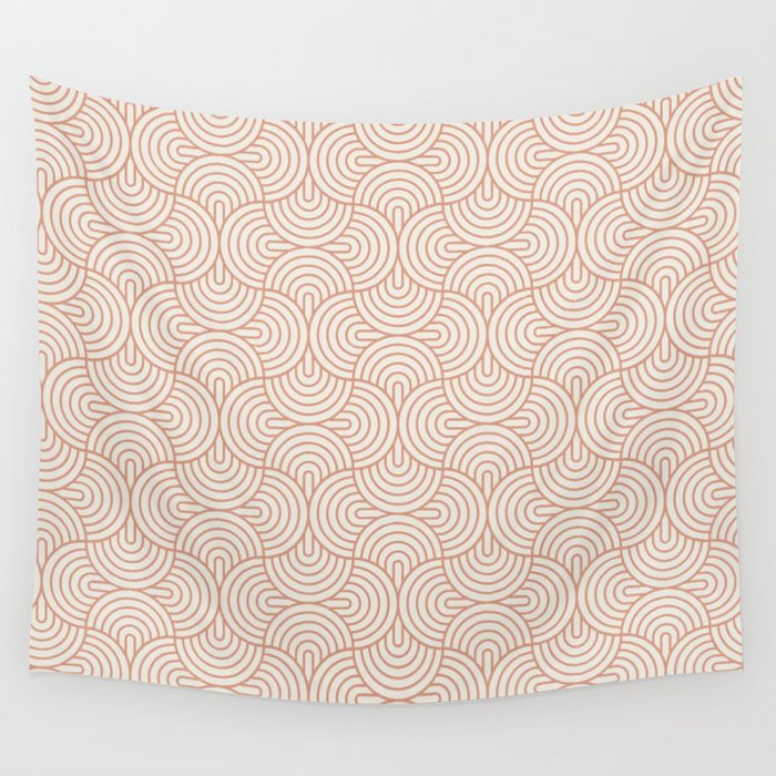 Geometric Oval - Rose Tan on Alabaster White Wall Tapestry