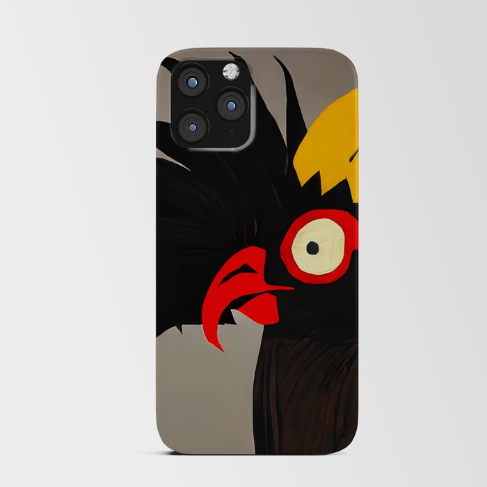 Black and Yellow Rooster - Pop Art iPhone Card Case