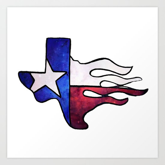 Lone Star Texas Flag Art Print By Wickedhart Society6