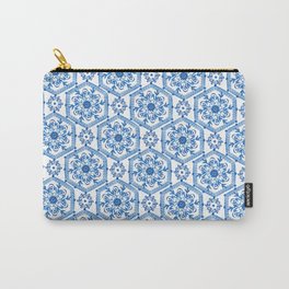 Blue tiles,Sicilian style floral pattern  Carry-All Pouch