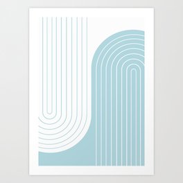 Two Tone Line Curvature XV - Sky Blue Art Print