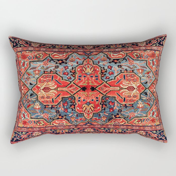 Kashan Poshti Central Persian Rug Print Rectangular Pillow