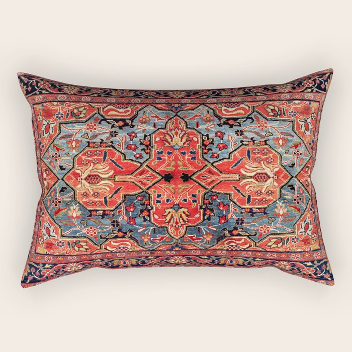 Kashan Poshti Central Persian Rug Print Rectangular Pillow by Vicky