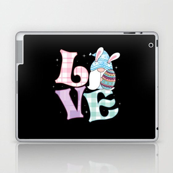 Cute Love Easter Gnome Bunny Easter Gift Laptop & iPad Skin