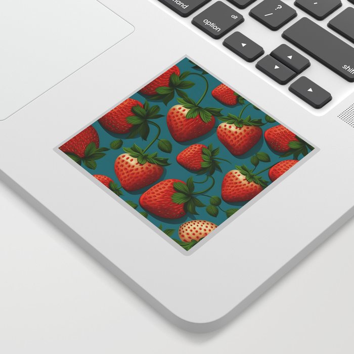 Strawberry on turquoise blue background Sticker