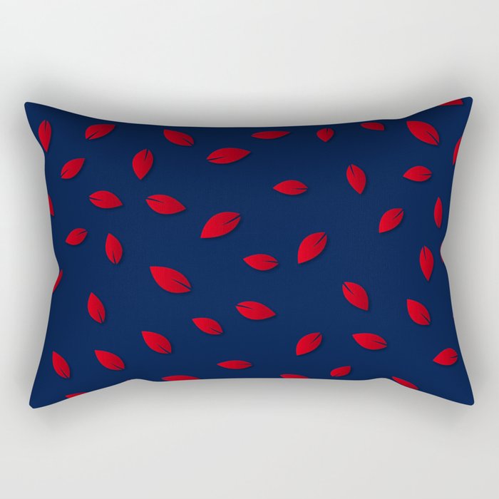 Red Color Autumn Leaf Design Rectangular Pillow