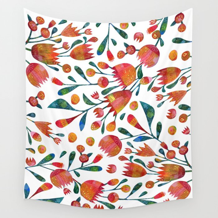 Buds and Flowers Wall Tapestry