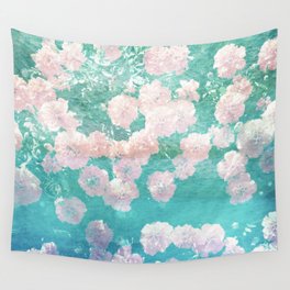 pink and green floral vintage photo effect Wall Tapestry