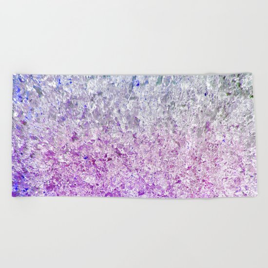 Frozen, close up photograph of snow and ice Beach Towel