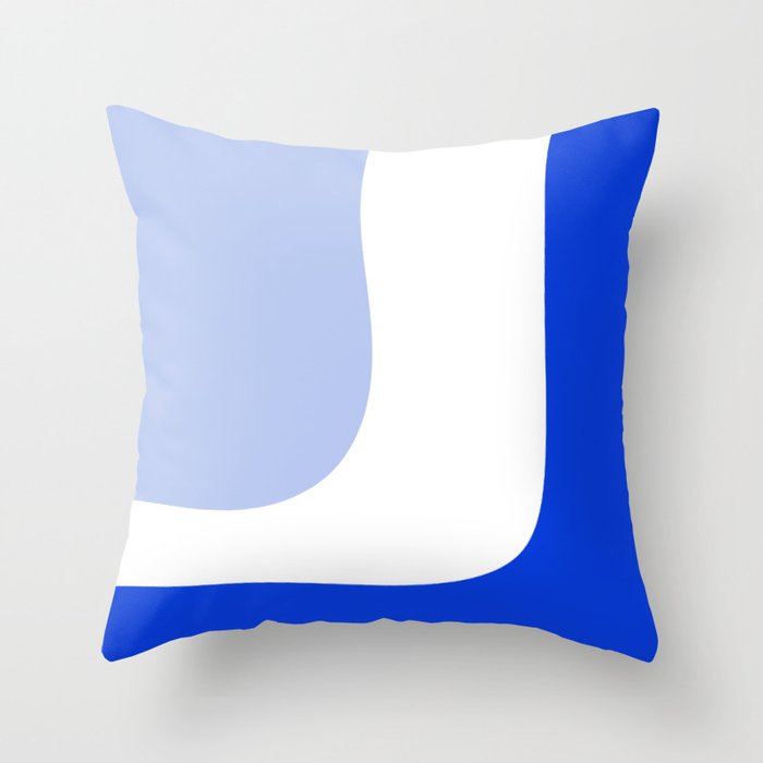 Triple Wave Minimalist Abstract Royal Blue Light Blue White Throw Pillow