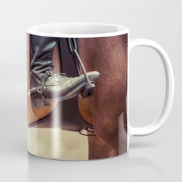 Close up of a cowboy boot in a stirrup Coffee Mug