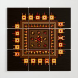 Tribal ornament - warm brown, orange, yellow and reds Wood Wall Art