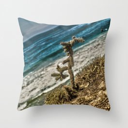 The Lonely Golden Cactus. Throw Pillow