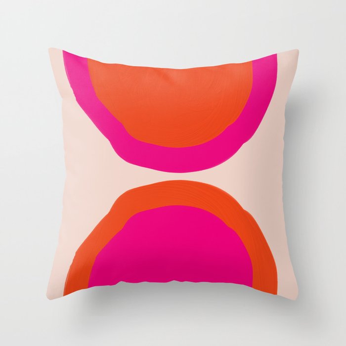 Curved Trajectories (Fuchsia Pink and Orange) Throw Pillow