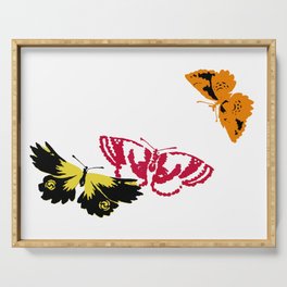 Kamisaka Sekka Vintage Japanese Woodblock Painting Of Butterfly  Serving Tray