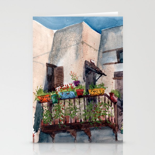 Herbs and blossom on Rhodian balcony Stationery Cards