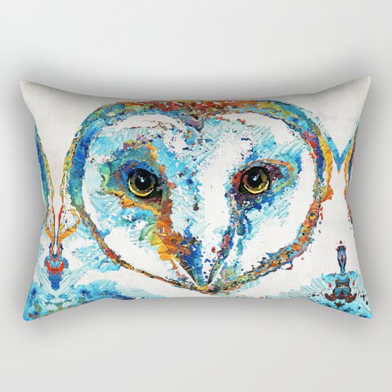 Colorful Barn Owl Art - Birds by Sharon Cummings Rectangular Pillow