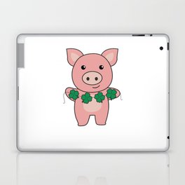 Pig With Shamrocks Cute Animals For Luck Laptop Skin