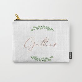Gather in rose gold with watercolor greenery wreath Carry-All Pouch