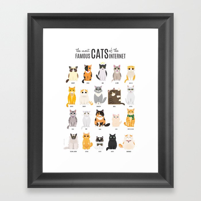 the most Famous Cats of the Internet Framed Art Print
