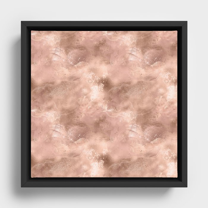 Glam Rose Gold Metallic Texture Framed Canvas