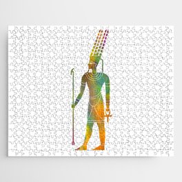 Egyptian god amun in watercolor Jigsaw Puzzle