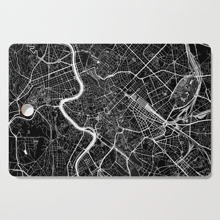 Rome, Italy, City Map - Black Cutting Board