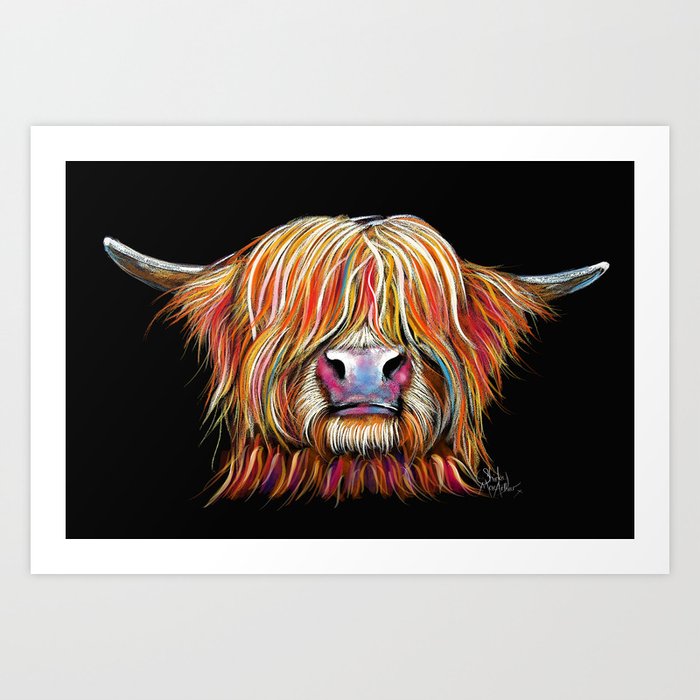 Scottish Highland Cow ' CHARMER ' by Shirley MacArthur Art Print