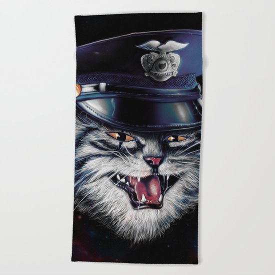 Police Cat Beach Towel