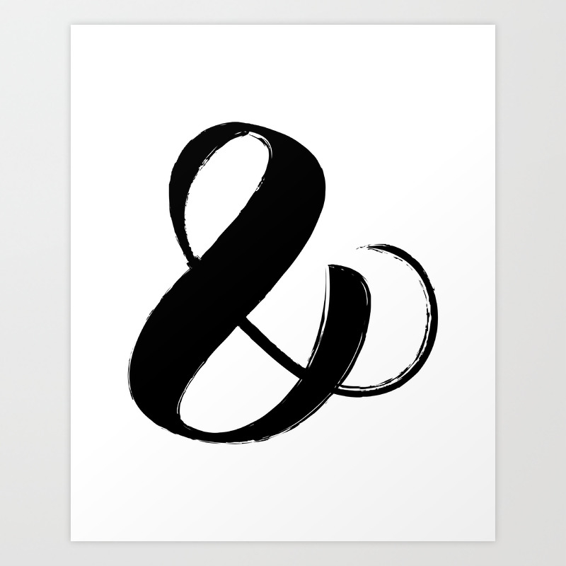 Abstract Ampersand Sign Black Brush Stroke Art Art Print By