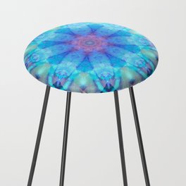Infinite Wisdom - Colorful Blue Mandala Art Counter Stool