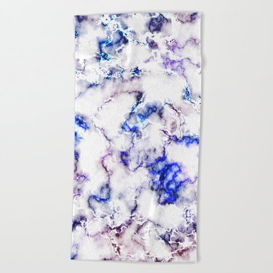 Blue and Pink Veined Marble Beach Towel