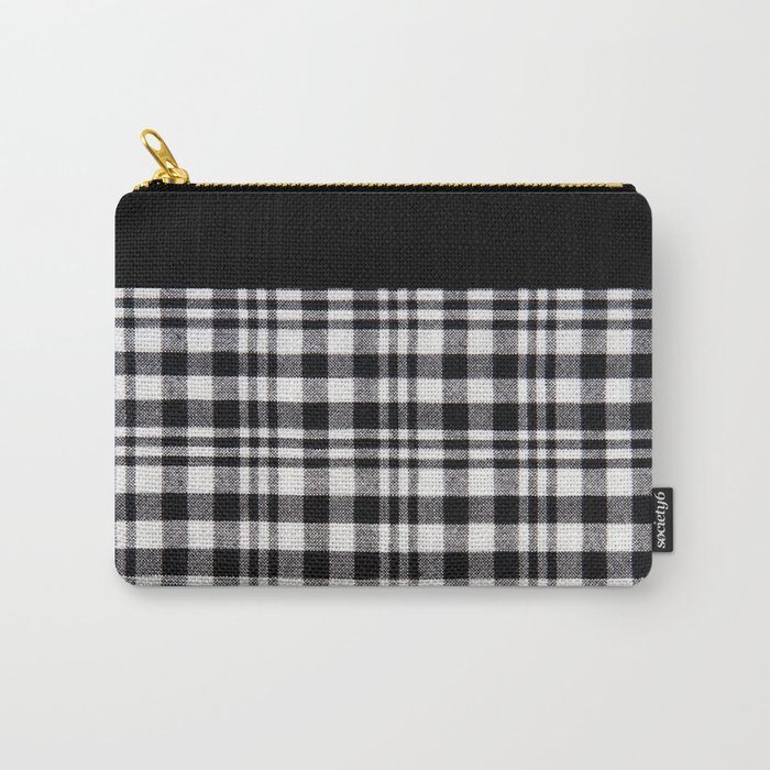 Black & White Plaid Fabric Carry-All Pouch