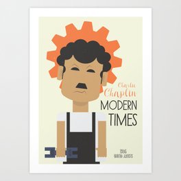 Charlie Chaplin "Modern Times" movie poster, fine Art print, classic film with Paulette Goddard Art Print