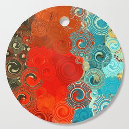 Turquoise and Red Swirls - cheerful, bright art and home decor Cutting Board